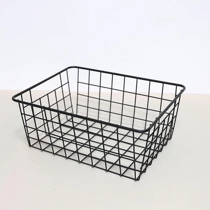 2pcs Wire Storage Basket Durable Metal Kitchen Cabinet Pantry Office Organiser