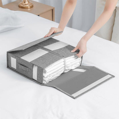 Fabric Storage Box Set Bedding Organizer Closet Blanket Quilt Storage Containers - Black