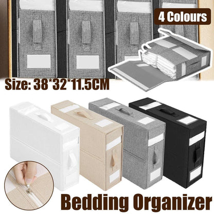 Fabric Storage Box Set Bedding Organizer Closet Blanket Quilt Storage Containers - Cream