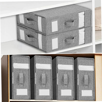 Fabric Storage Box Set Bedding Organizer Closet Blanket Quilt Storage Containers - Grey