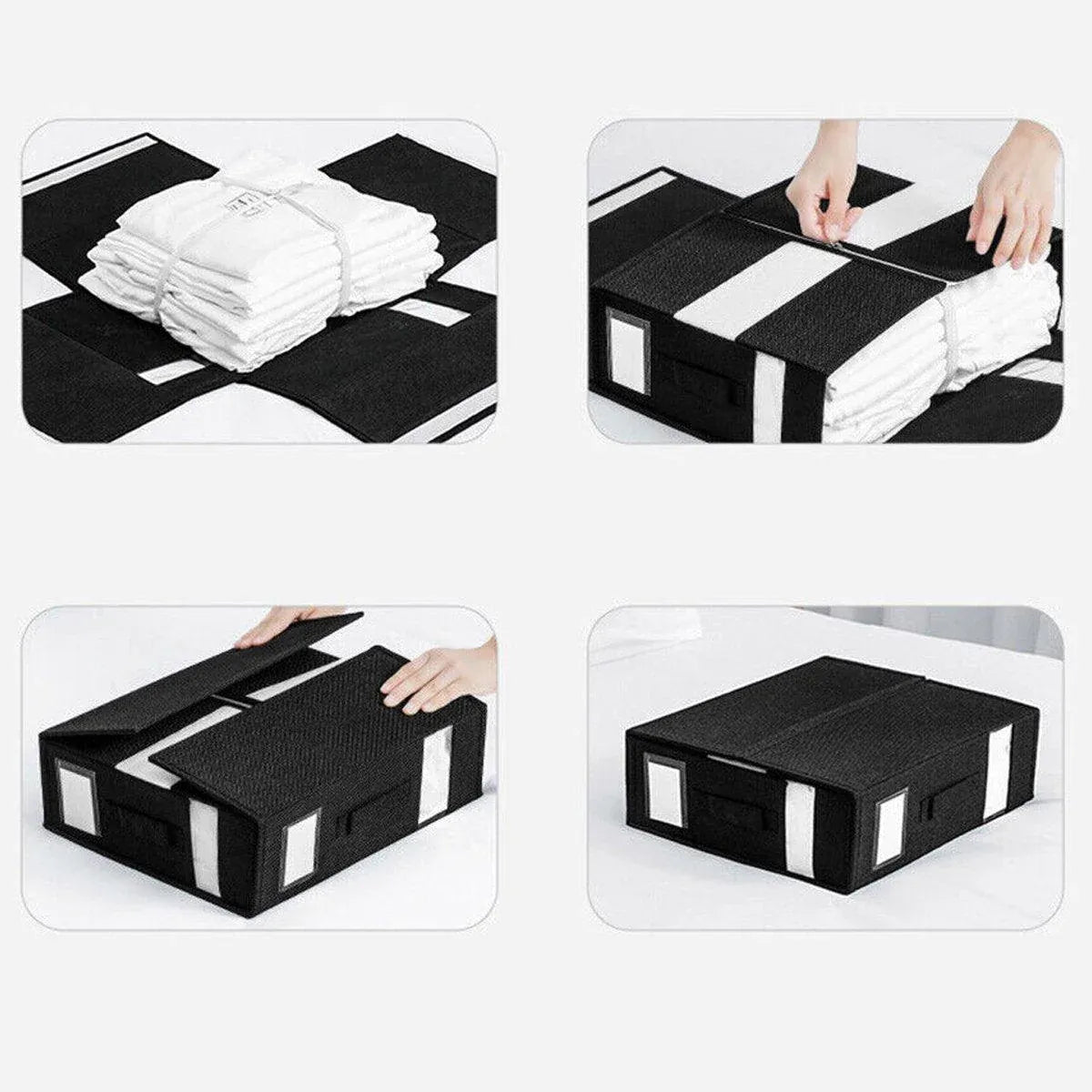 Fabric Storage Box Set Bedding Organizer Closet Blanket Quilt Storage Containers - Grey