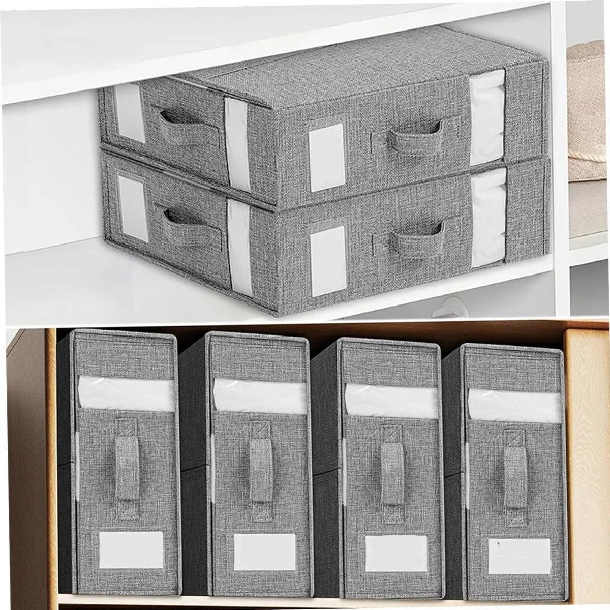 Fabric Storage Box Set Bedding Organizer Closet Blanket Quilt Storage Containers - White