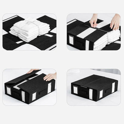 Fabric Storage Box Set Bedding Organizer Closet Blanket Quilt Storage Containers - White