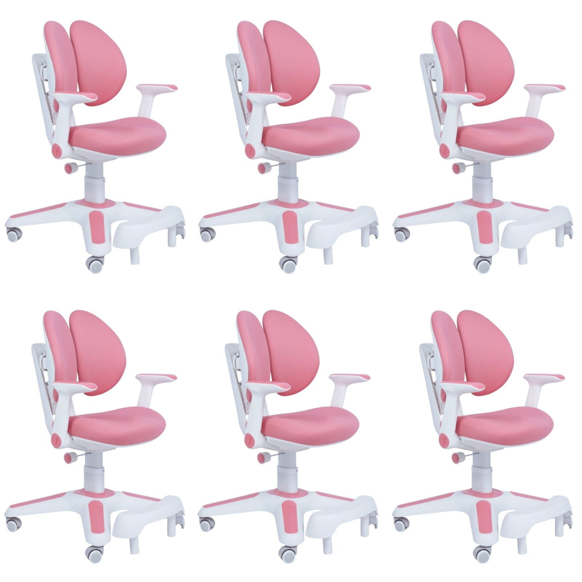 6x Ergonomic Children Kids Study Chairs Height Adjustable - Pink