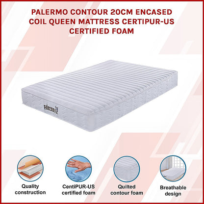 Contour Encased Coil Queen Mattress – Hybrid Support with CertiPUR-US® Certified Foam Comfort Layers