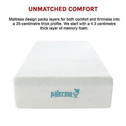 King Single 25cm Gel Memory Foam Mattress – Dual-Layered Comfort with CertiPUR-US® Certified Foam