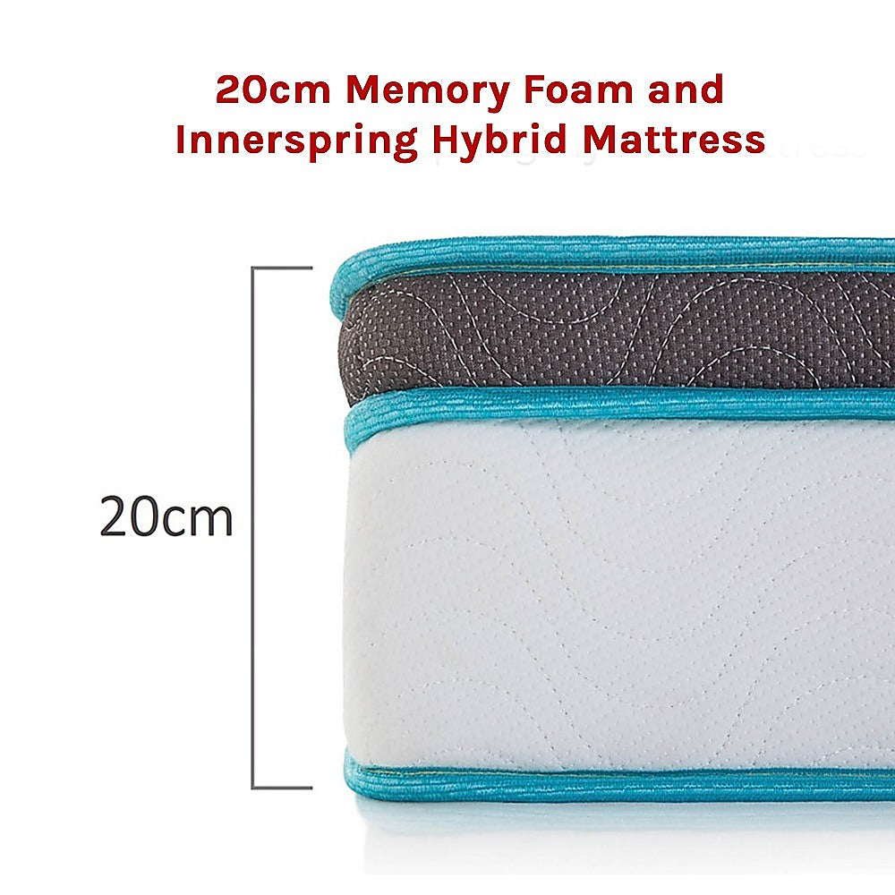 King Single 20cm Hybrid Mattress – Memory Foam and Innerspring Support
