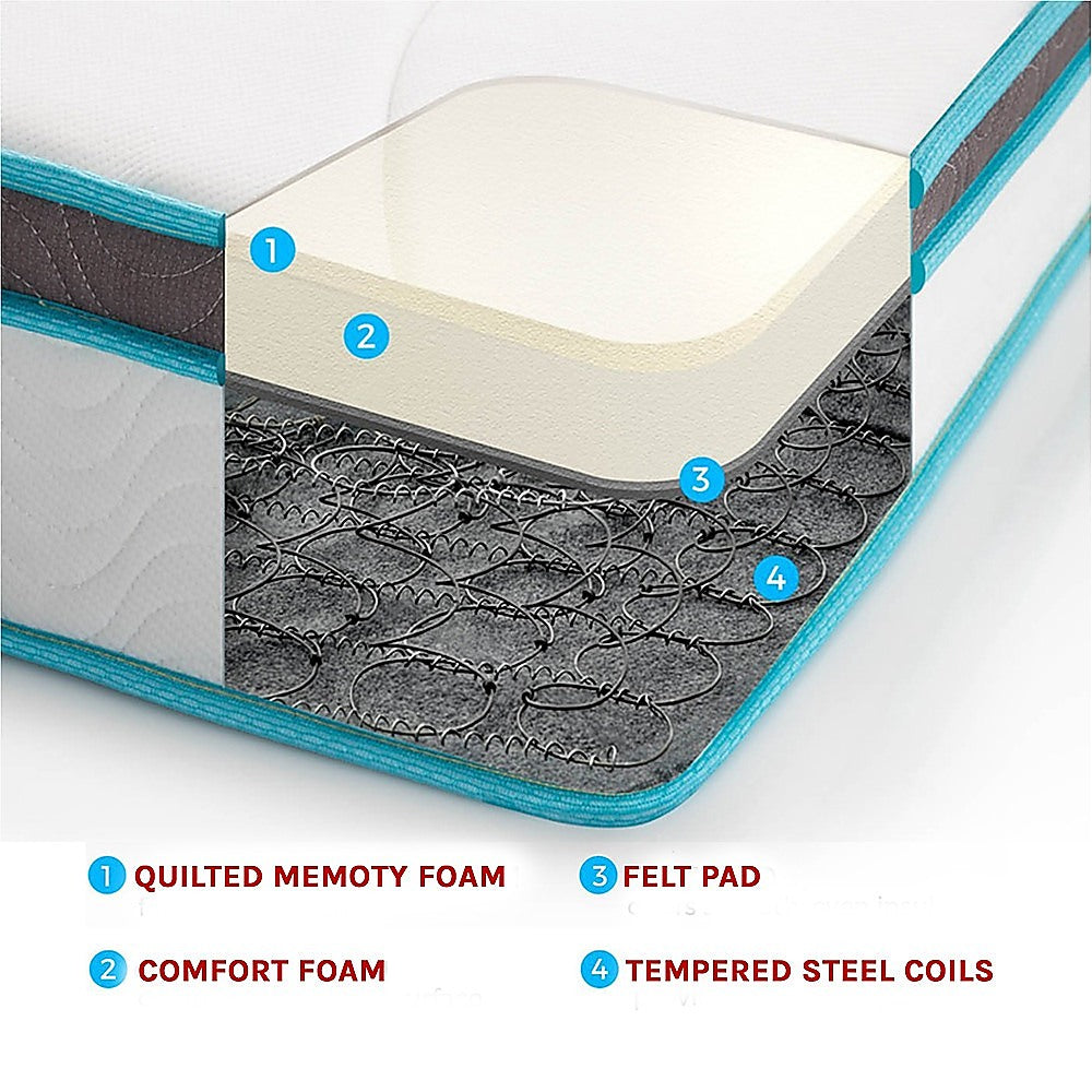 King Single 20cm Hybrid Mattress – Memory Foam and Innerspring Support