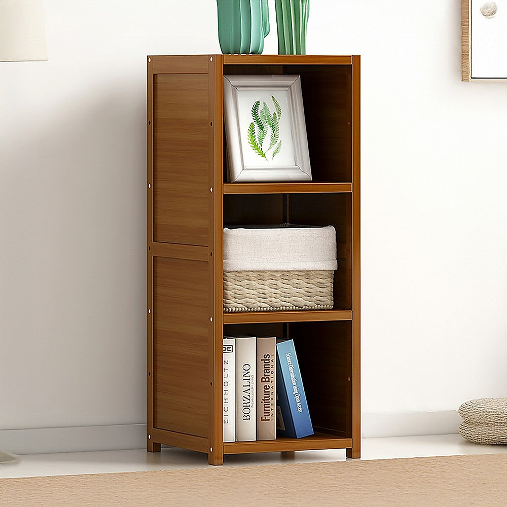 Bamboo Adjustable 3-Shelf Bookcase – Display Storage Rack Stand for Living Room, Bedroom, Office or Home Décor