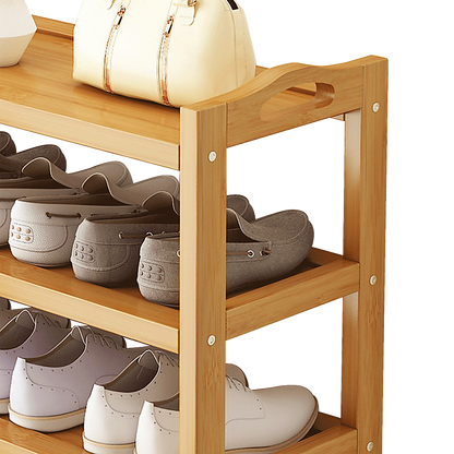6 Layers Natural Wood Bamboo Shelf Entryway Storage Shoe Rack Home Furniture