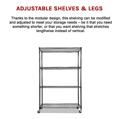Modular Wire Storage Shelf 1200 x 600 x 1800mm Steel Shelving