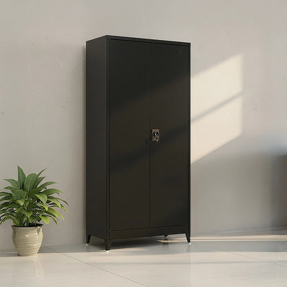 Two-Door Metal Cabinet Shelf Storage for Home Office Gym