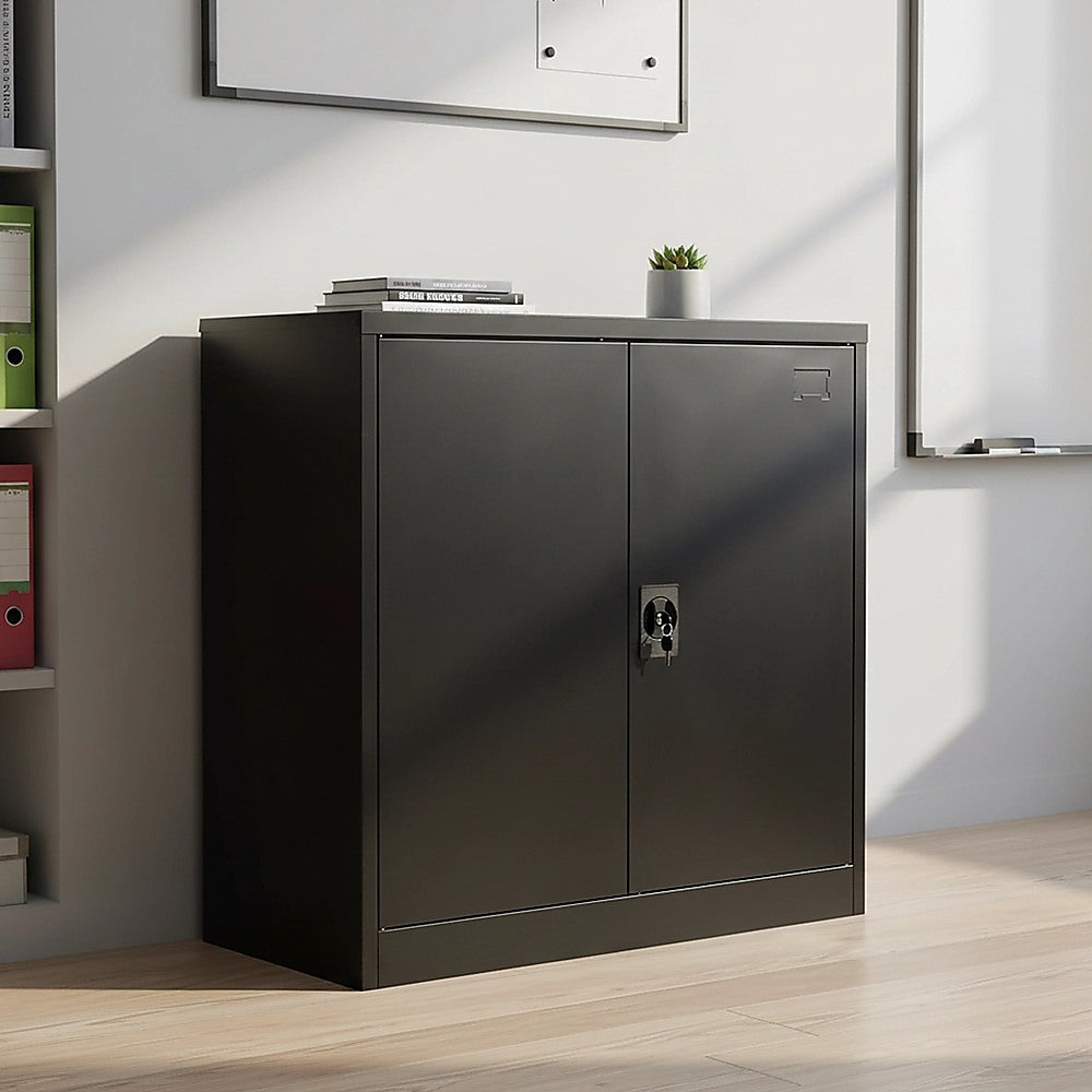Two-Door Metal Short Cabinet Shelf Storage for Home Office Gym