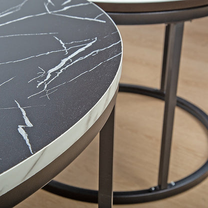 Coffee Table Round Marble Design Nesting Side Furniture