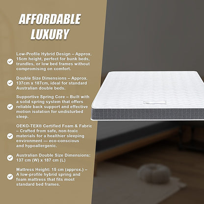 Double Memory Foam Mattress – OEKO-TEX® Textile & CertiPUR-US® Certified Foam