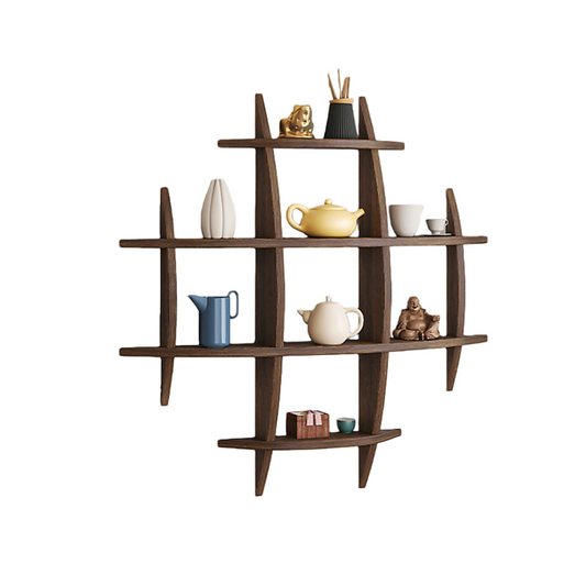 90x90cm Solid Wood Wall Mounted Display Shelf Antique Style Decor