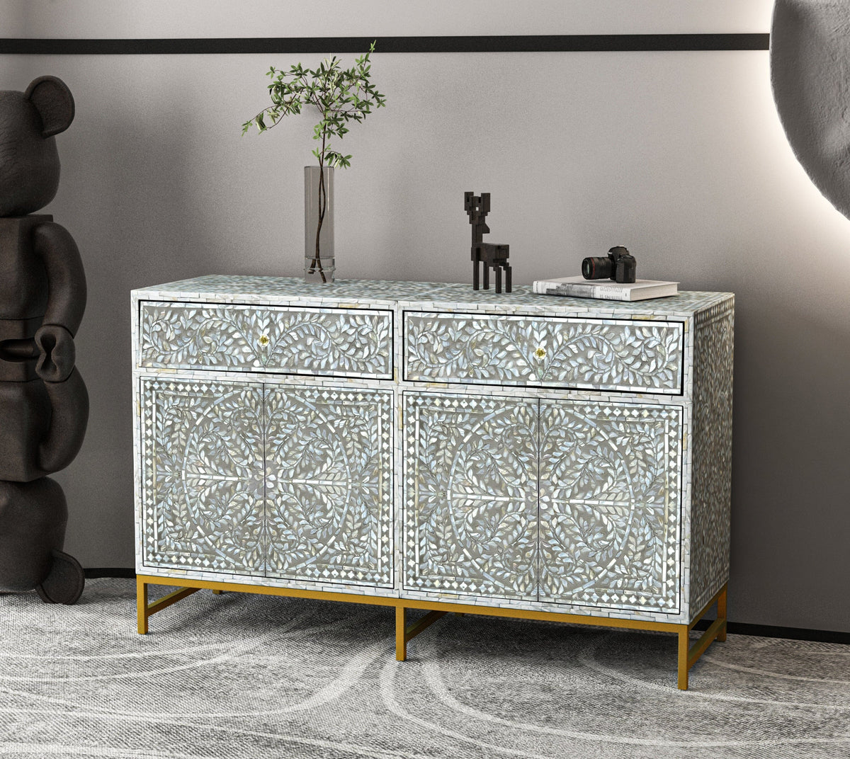 MOTHER OF PEARL HAND MADE SWISH SIDEBOARD
