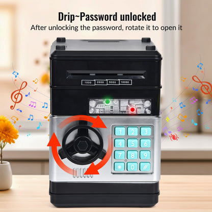 2-Piece Blue Smart ATM Piggy Banks - Kids Electronic Money Safe with Password Lock & Auto-Roll in/out Feature
