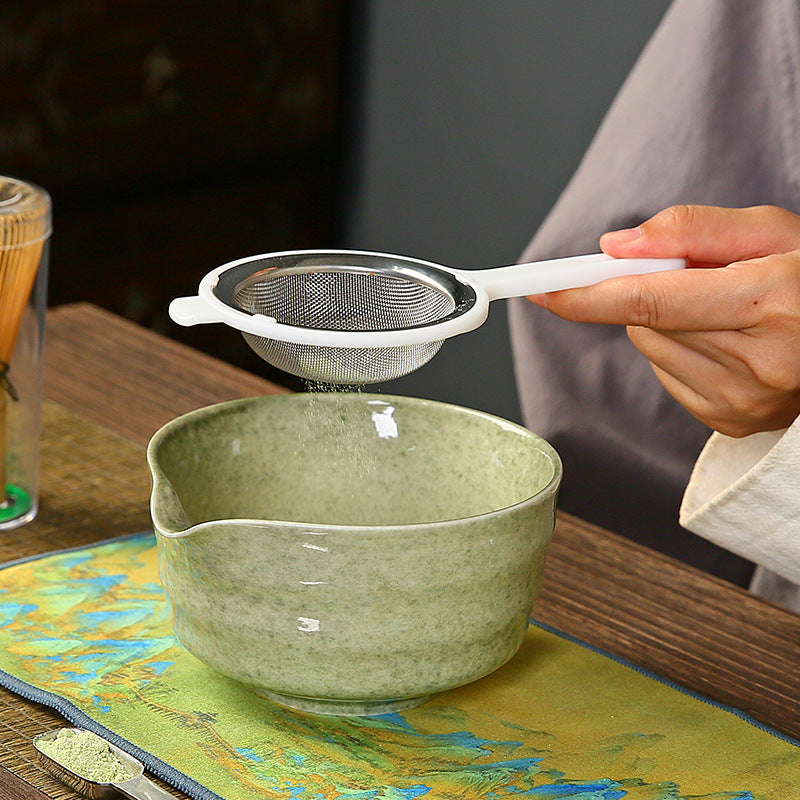 Deep matcha green Complete Matcha Tea Ceremony Set - 4-Piece Japanese Traditional Whisk, Bowl, Whisk Holder & Scoop for Authentic Preparation at Home