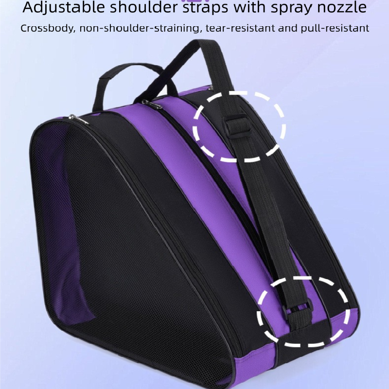 Black 3-Compartment Roller Skate Bag Breathable Mesh Ice Skate Carrier with Adjustable Shoulder Strap for Kids and Adults Australian Sports Accessories