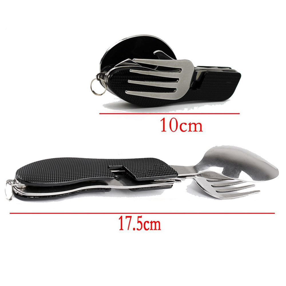 2-PCS Red Stainless Steel Folding Cutlery Set – Compact 3-in-1 Knife, Fork, Spoon with Removable Design for Outdoor Camping, Hiking, Travel, and Picnic Use