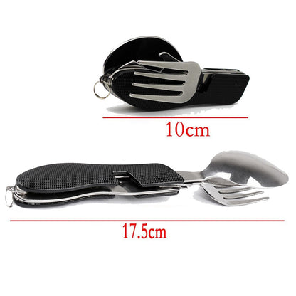 2-PCS Red Stainless Steel Folding Cutlery Set – Compact 3-in-1 Knife, Fork, Spoon with Removable Design for Outdoor Camping, Hiking, Travel, and Picnic Use