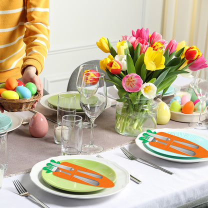Rabbit 18-Piece Easter Cutlery Holders Set – 3 Identical Sets of 6, Festive Tableware Decor for Holiday Dining and Party Use