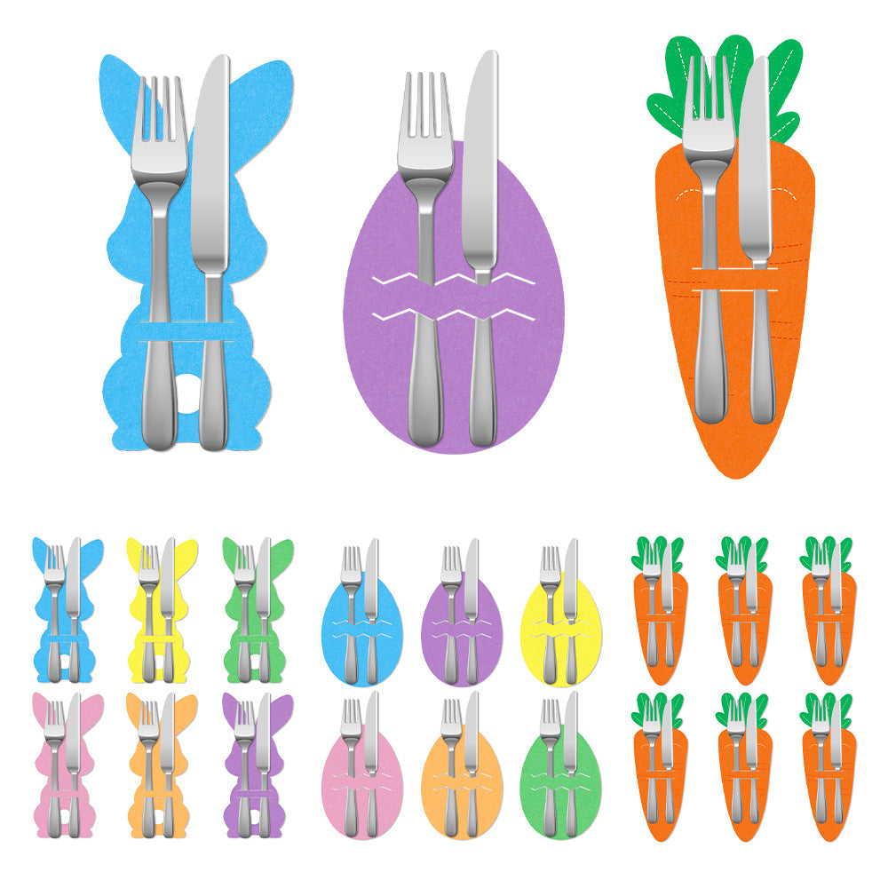 Carrot 18-Piece Easter Cutlery Holders Set – 3 Identical Sets of 6, Festive Tableware Decor for Holiday Dining and Party Use