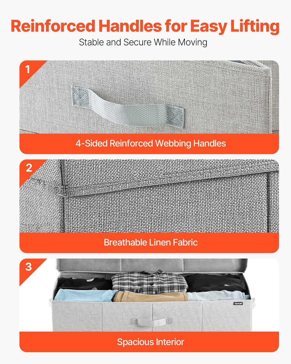 Under Bed Storage with Lids, 805 x 405 x 155 mm, 48L Large Underbed Clothes Storage Containers, Low Profile Gray Under Bed Drawer Shoe Organizer Bins Box for Blanket Shoe Bedroom, 2 Pack