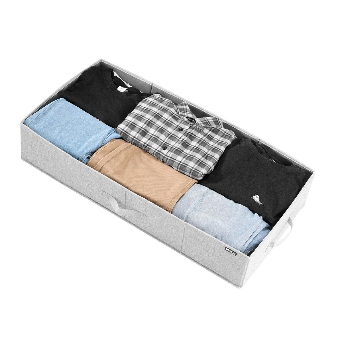 Under Bed Storage with Lids, 805 x 405 x 155 mm, 48L Large Underbed Clothes Storage Containers, Low Profile Gray Under Bed Drawer Shoe Organizer Bins Box for Blanket Shoe Bedroom, 2 Pack