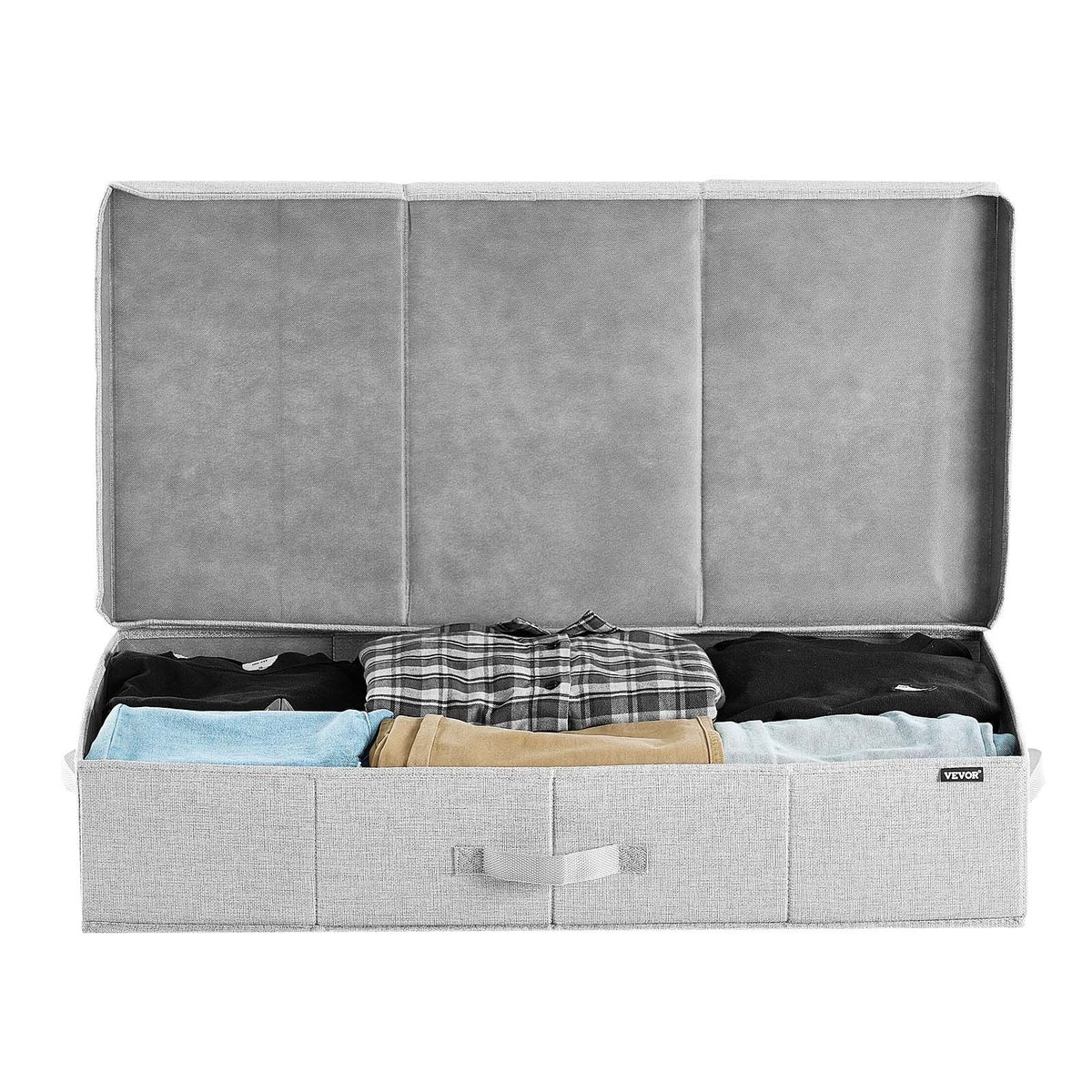 Under Bed Storage with Lids, 805 x 405 x 155 mm, 48L Large Underbed Clothes Storage Containers, Low Profile Gray Under Bed Drawer Shoe Organizer Bins Box for Blanket Shoe Bedroom, 2 Pack