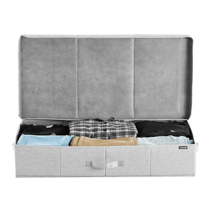 Under Bed Storage with Lids, 805 x 405 x 155 mm, 48L Large Underbed Clothes Storage Containers, Low Profile Gray Under Bed Drawer Shoe Organizer Bins Box for Blanket Shoe Bedroom, 2 Pack