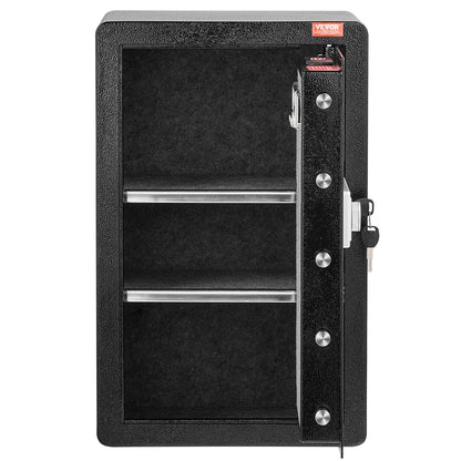 Single Door 3.5 cu.ft Safe Box with Key Lock & Password, Safe Lock Box with Fireproof Bag, Key Rack, LED Light, and 2 Shelves for Money, Documents, Jewelry, and Valuables, Black