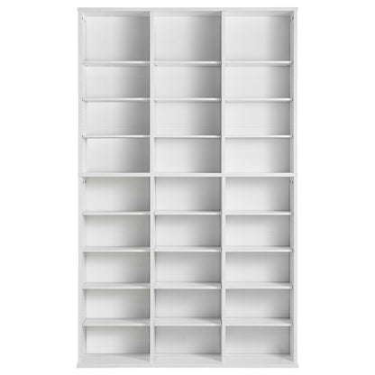 Media Storage Cabinet, 9-layer DVD Shelf Holds up to 756 CDs, Adjustable CD Shelves 27 Compartments, Protects & Organizes Music, Movie, Video Games or Memorabilia Collections,White