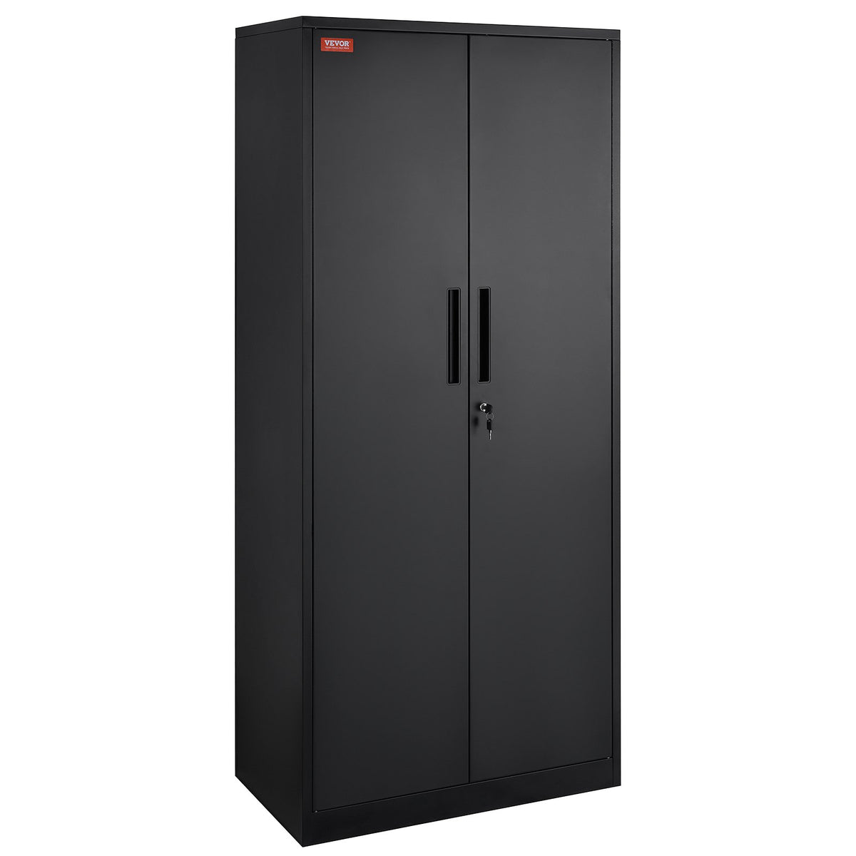 Metal Storage Cabinet with 2 Magnetic Doors and 4 Adjustable Shelves, 90 kg Capacity per Shelf, Locking Steel Storage Cabinet, 1.8 m Metal Cabinet with 3 Keys, for Office, Garage, Home, Black