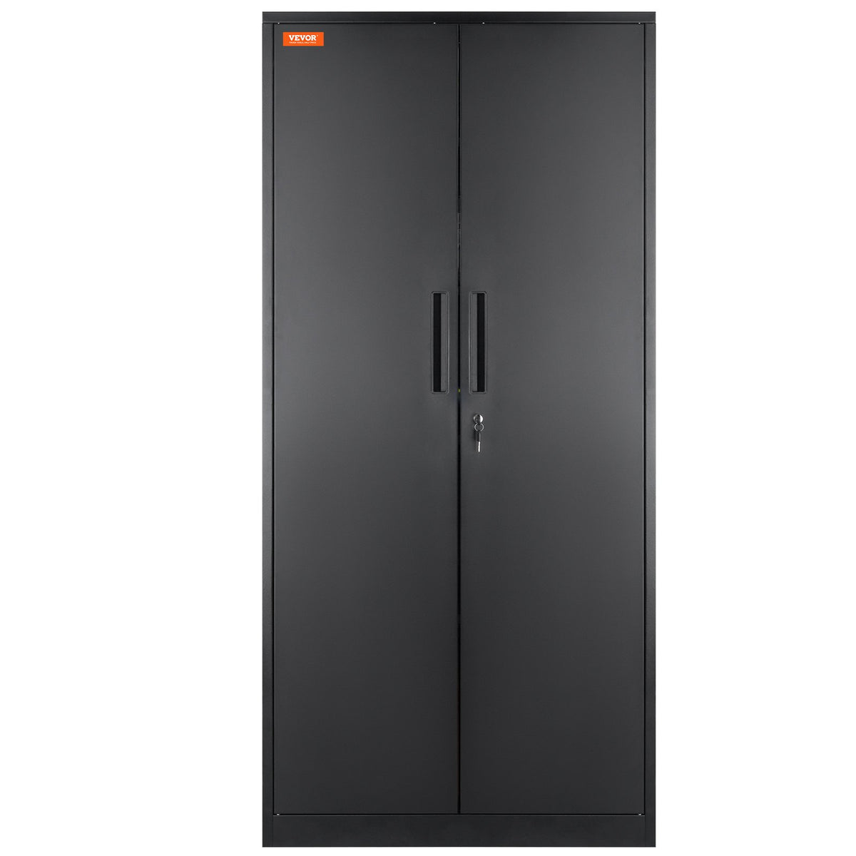 Metal Storage Cabinet with 2 Magnetic Doors and 4 Adjustable Shelves, 90 kg Capacity per Shelf, Locking Steel Storage Cabinet, 1.8 m Metal Cabinet with 3 Keys, for Office, Garage, Home, Black