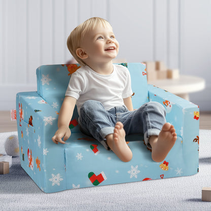 Baby Chair Foldable 2-in-1 Baby Lounger Couch Cartoon Kids Sofa Pink