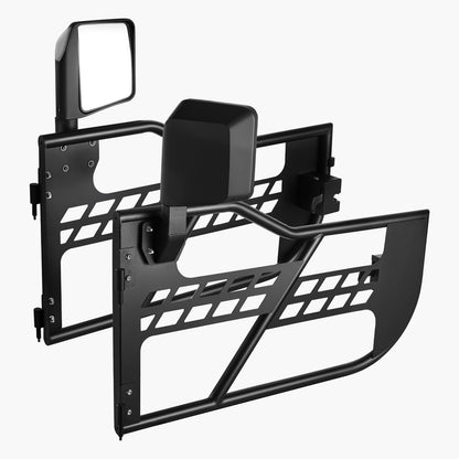 Jeep Tube Doors, 2-Door, Hunting Style Jeep Tubular Door with Heavy-Duty Hinges & OE Latch, Jeep Doors with Rear View Mirrors, Fit for 2018-2024 Jeep Wrangler JL & 2020-2024 Jeep Gladiator JT