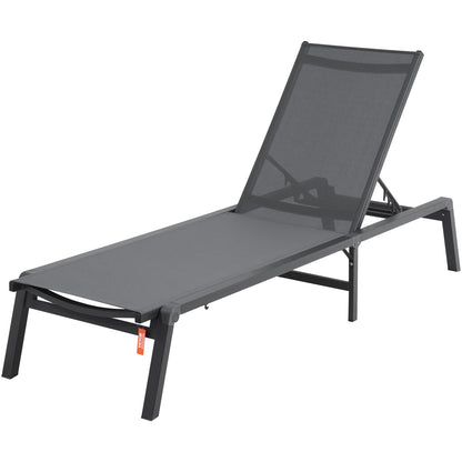 Chaise Lounge Chair Outdoor Patio Lounge Chair Adjustable 5-Position 2 pcs