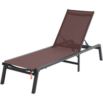 Chaise Lounge Chair Outdoor Patio Lounge Chair Adjustable 5-Position 2 pcs