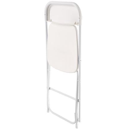 4 Pack Folding Chairs, Foldable Plastic Chairs with Heavy Duty Metal Frame, Portable Folding Card Table Chairs, Stackable Indoor Outdoor Seats for Home, Yard, Garden, Parties, Events, White