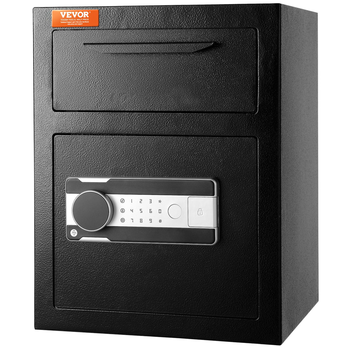 1.7 Cub Depository Safe, Deposit Safe with Drop Slot, Electronic Code Lock and 2 Emergency Keys, 17.71'' x 13.77'' x 13.77'' Business Drop Slot Safe for Cash, Mail in Home, Hotel, Office
