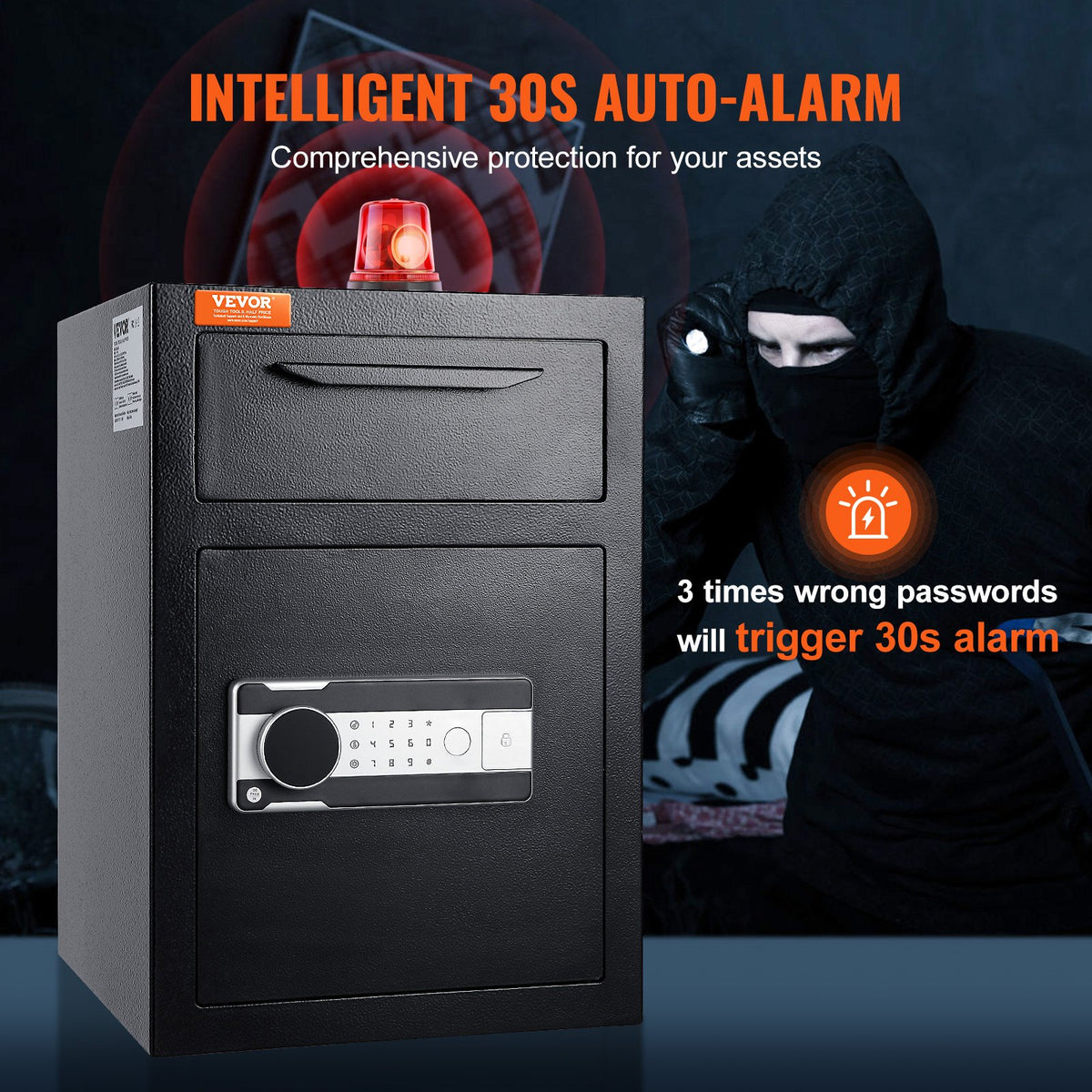2.5 Cub Depository Safe, Deposit Safe with Drop Slot, Electronic Code Lock and 2 Emergency Keys, 20.27'' x 13.97'' x 13.97'' Business Drop Slot Safe for Cash, Mail in Home, Hotel, Office