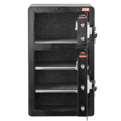 Double Doors 4.5 cu.ft Safe Box with Key Lock & Password, Safe Lock Box with Fireproof Bag, Key Rack, LED Light and 2 Height Adjustable and Removable Divider for Money, Documents, Jewelry and Valuables, Black