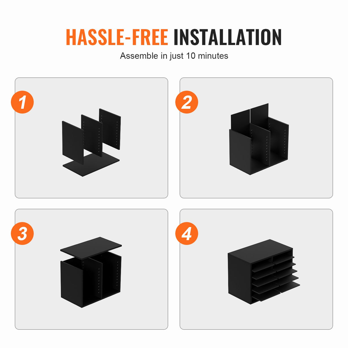 Wood Literature Organizer Adjustable File Sorter 12 Compartments Black