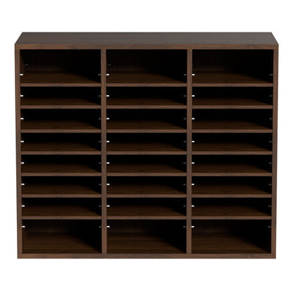 Wood Literature Organizer Adjustable File Sorter 24 Compartments Brown