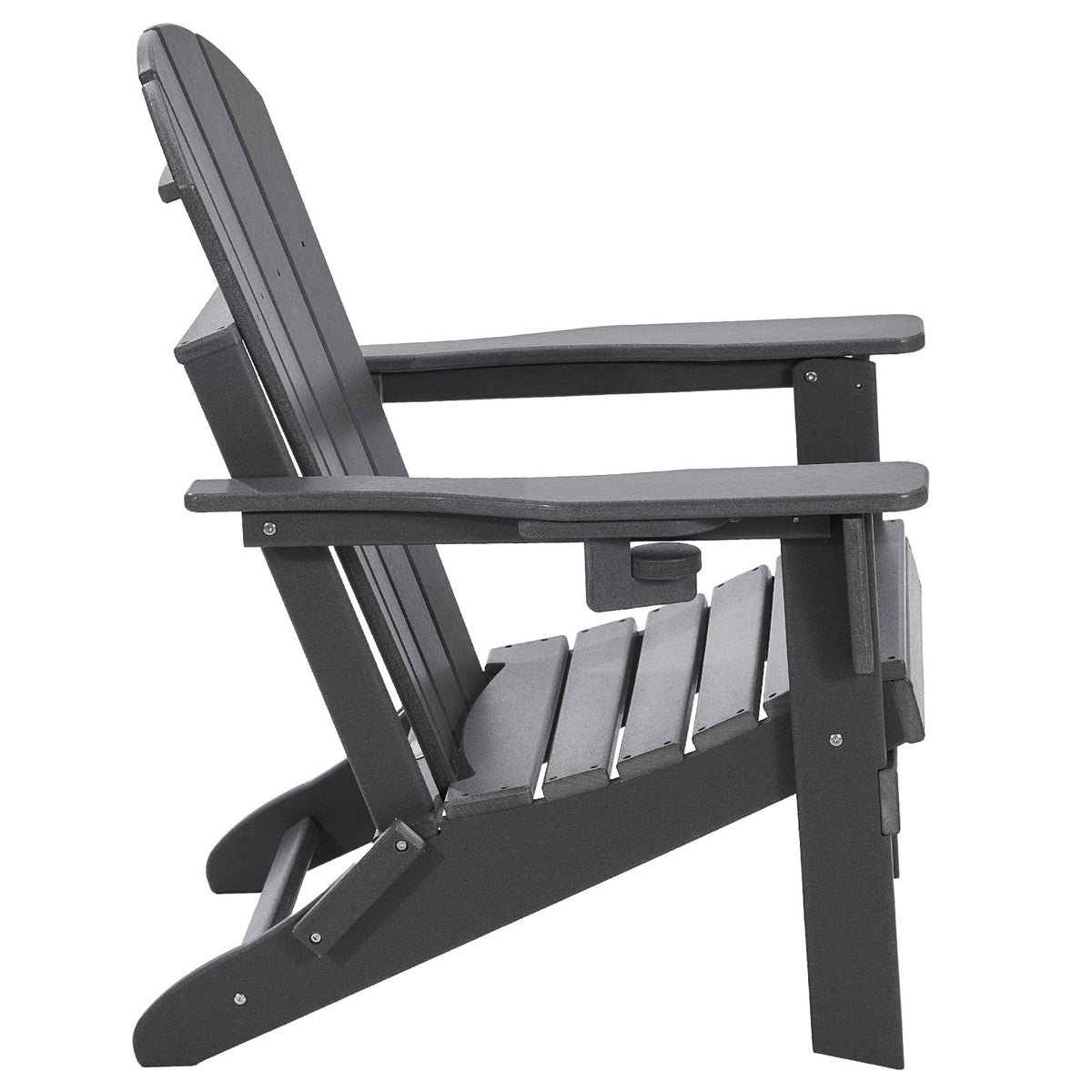 Adirondack Chair Plastic, Set of 2 All-Weather Portable Folding Fire Pit Chair, Outdoor Adirondack Patio Chair with Cup Holder, with Relaxing Arm Rest Ergonomic, for Garden, Backyard - Gray