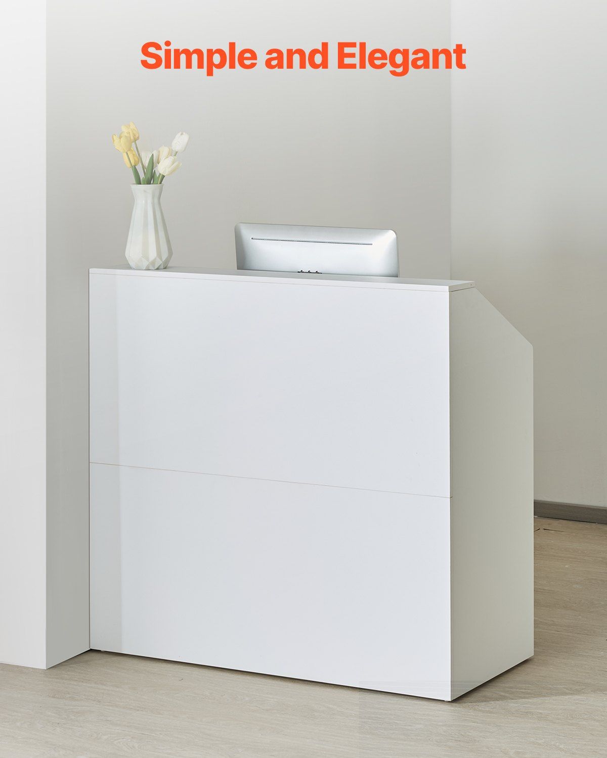 Reception Desk, 1180 x 500 x 1115 mm Rectangular Front Counter Table, Office Reception Desk, Retail Counter and Front Reception Counter, for Checkout, Lobby, Beauty Salon and Office, White