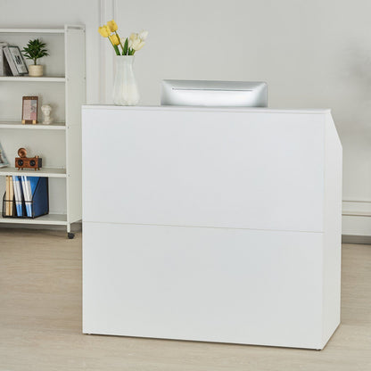 Reception Desk, 1180 x 500 x 1115 mm Rectangular Front Counter Table, Office Reception Desk, Retail Counter and Front Reception Counter, for Checkout, Lobby, Beauty Salon and Office, White