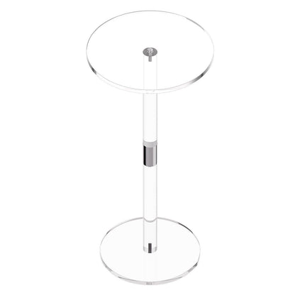 Acrylic Drink Table, Clear End Table Round Top with Solid Post, Modern Acrylic Cake Table Stand, Transparent Side Desk for Coffee, Drink, Food, Snack, Easy Assembly, 25.4 x 25.4 x 54 cm (Clear)